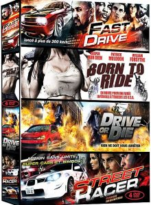 Grosses cylindrées - coffret 4 films : fast drive + born to ride + drive or die + street racer - pack