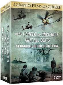 3 grands films de guerre - coffret n° 2 : dans l'enfer du pacifique + away all boats + la bataille du rio de la plata - pack