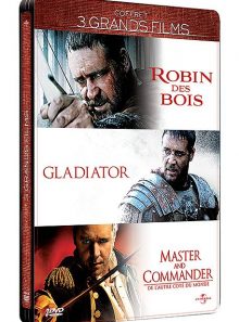 Russell crowe - 3 grands films : robin des bois + gladiator + master and commander - édition collector boîtier steelbook