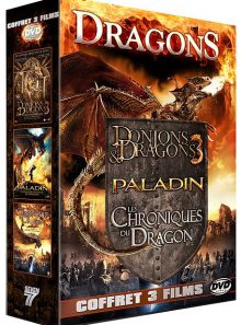 Dragons - coffret 3 films : donjons & dragons 3 : le livre des ténèbres + paladin - le dernier chasseur de dragons + les chroniques du dragon - pack
