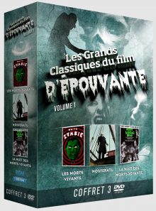 Dvd les grands classiques du film d'épouvante vol 1 : les morts-vivants - nosferatu - la nuit des morts-vivants (coffret prestige 3 dvd)