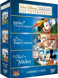 Disney animation : les intemporels - coffret - les 3 petits cochons + mickey et le haricot magique + le noël de mickey - pack