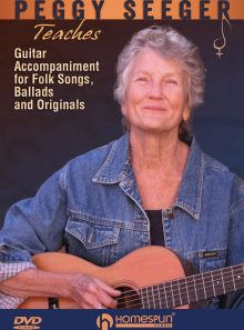 Peggy seeger teaches guitar accompaniment for folk songs, ballads and originals