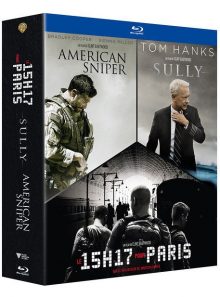 Clint eastwood - portraits de héros - le 15h17 pour paris + sully + american sniper - pack - blu-ray