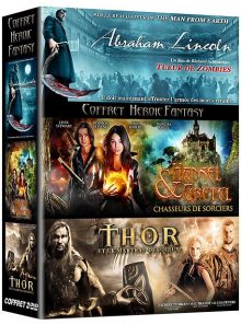 Coffret heroic fantasy : abraham lincoln, tueur de zombies + hansel et gretel : chasseurs de sorciers + thor et le marteau des dieux - pack