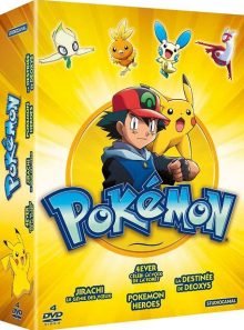 Pokémon - coffret 4 films : pokémon 4ever - célébi la voix de la forêt + les héros pokémon + jirachi, le génie des voeux + la destinée de deoxys - pack