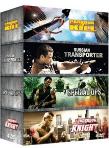 Action coffret 4 dvd - parkour to kill - russian transporter - special ops - the underdog knight.