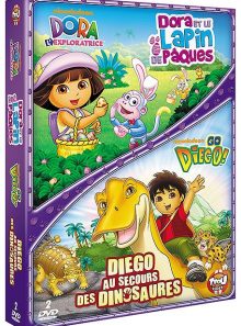 Dora l'exploratrice - dora et le lapin de pâques + go diego! - vol. 2 : au secours des dinosaures - pack